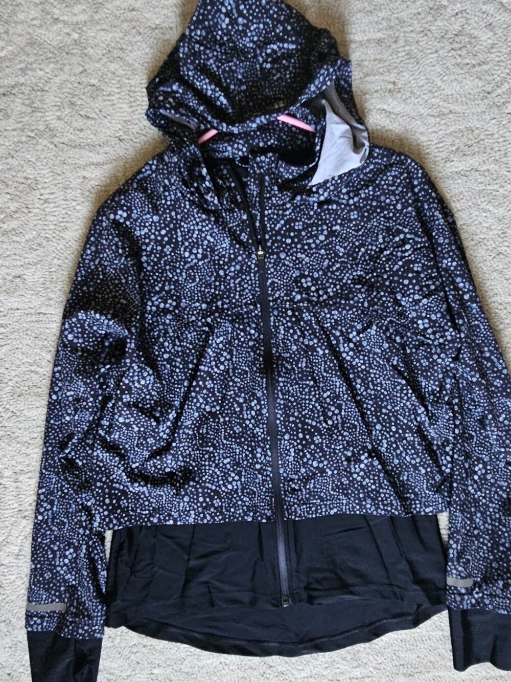 Sweaty Betty Fast Track Running Jacket Black Blue Medium M Thumbholes Reflective